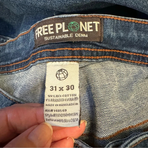 Free Planet Sustainable‎ Men’s Slim Straight Denim Jeans - Picture 3 of 7